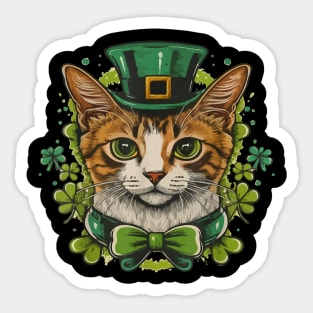 St Patricks Day Cat For Men Women Kids Celebration Cool Sticker